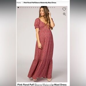 Pinkblush Pink Maternity Smocked Puff Sleeve Maxi Sundress